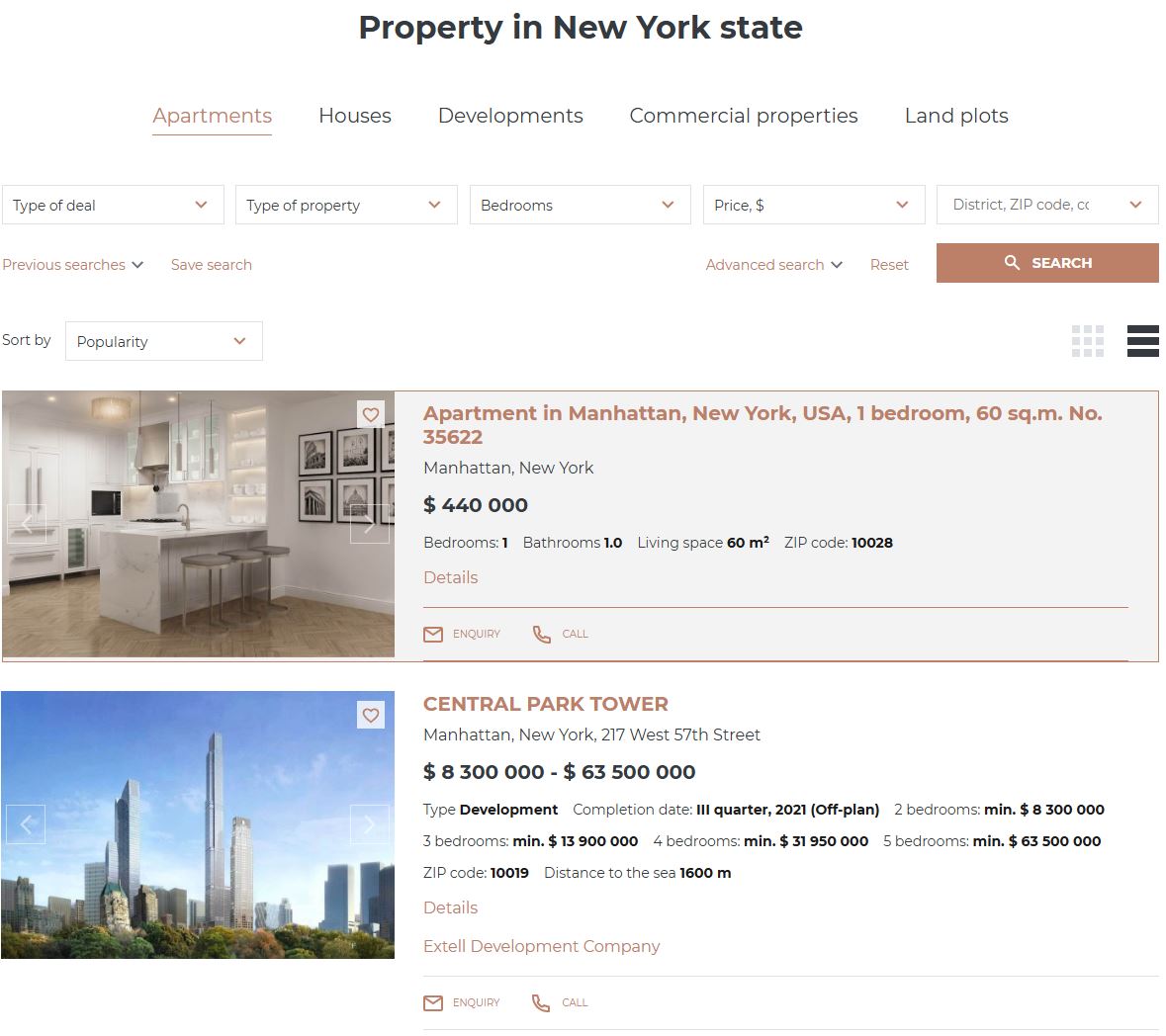 Property with Priority+, list view